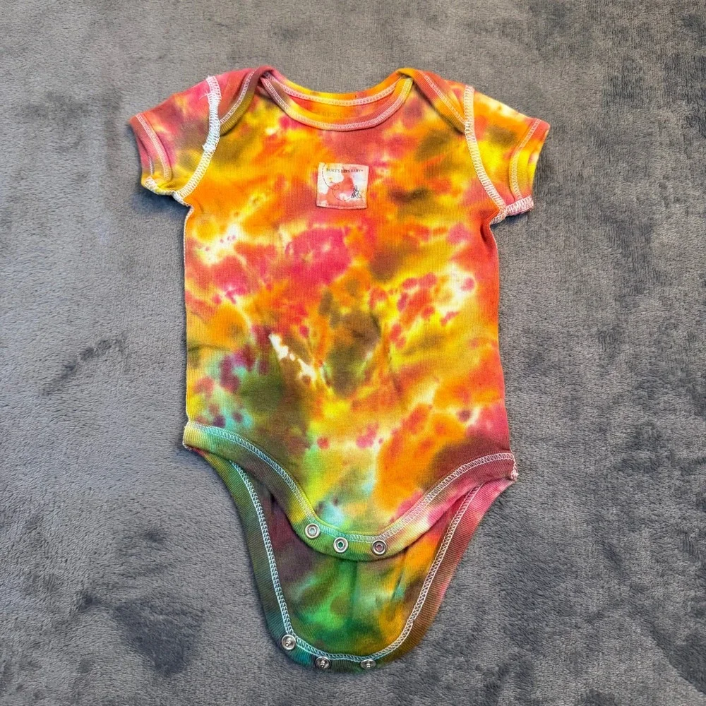 Burts Bees‎ Baby Tie Dye Bodysuit Kids 0-3 Months Multicolor Organic Cotton